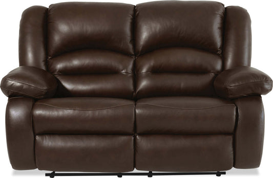 Toreno 64 Genuine Leather Power Reclining Loveseat - Brown | Causeuse à inclinaison électrique Toreno de 64 po en cuir véritable - brune