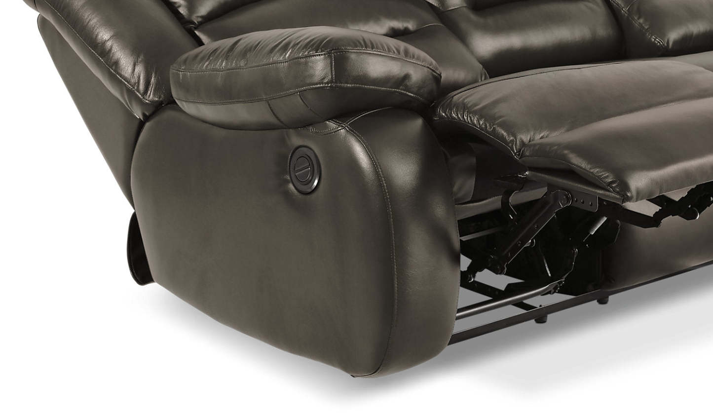 Toreno 64 Genuine Leather Power Reclining Loveseat - Grey | Causeuse à inclinaison électrique Toreno de 64 po en cuir véritable - grise