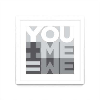 Œuvre murale encadrée blanche et mate « You Me We I » 30 x 30