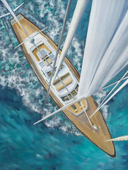 Œuvre d'art murale géante « Tour du monde à la voile » 72 x 54