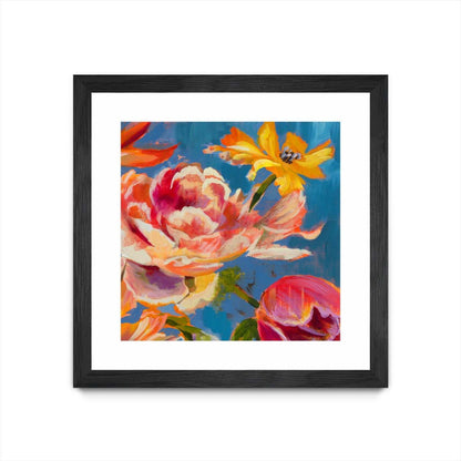 Spring Bouquet V31 Matted and Framed Black 30x30 Wall Art|Œuvre d'art murale encadrée noire et mate « Spring Bouquet V31 » 30 x 30