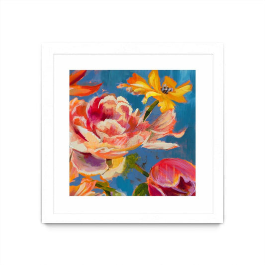 Spring Bouquet V31 Matted and Framed White 36x36 Wall Art|Œuvre d'art murale encadrée blanche et mate « Spring Bouquet V31 » 36 x 36