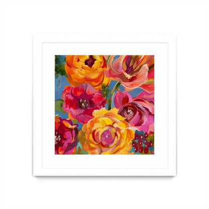Spring Bouquet V32 Matted and Framed White 30x30 Wall Art|Œuvre d'art murale encadrée blanche et mate « Spring Bouquet V32 » 30 x 30