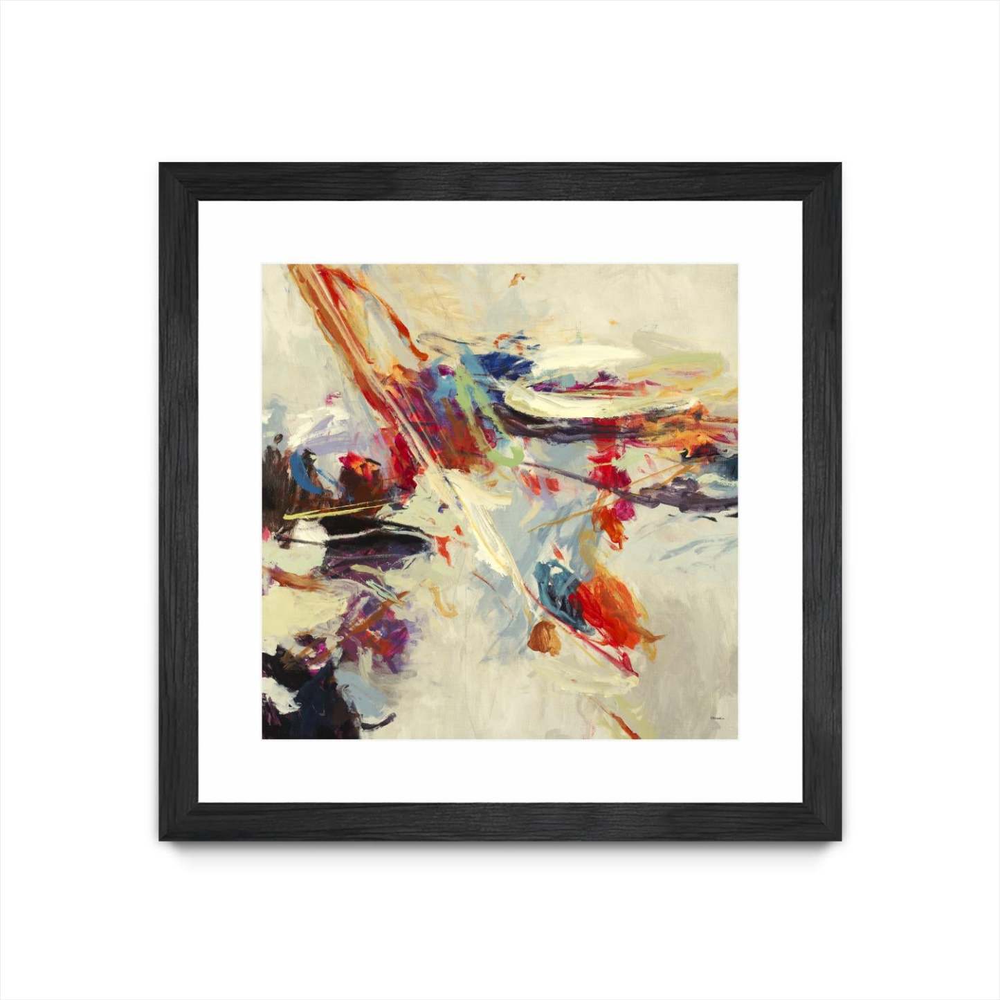 Œuvre d’art murale encadrée noire et mate « Positive Energy I » 30 x 30