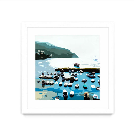 Boats Matted and Framed White 36x36 Wall Art|Œuvre d’art murale encadrée blanche et mate « Boats » 36 x 36