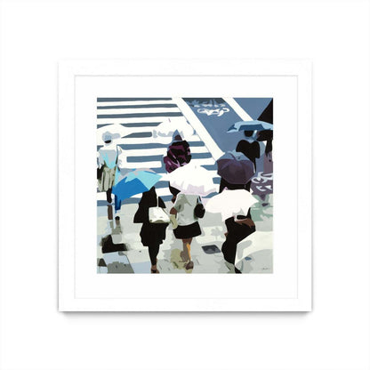 April Showers Matted and Framed White 36x36 Wall Art|Œuvre d’art murale encadrée blanche et mate « April Showers » 36 x 36