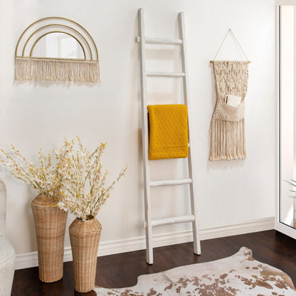 Échelle à couvertures rustique Sagebrook Home de 1,83 m de haut, échelle décorative autoportante pour le rangement - 48 x 5 x 193 cm
