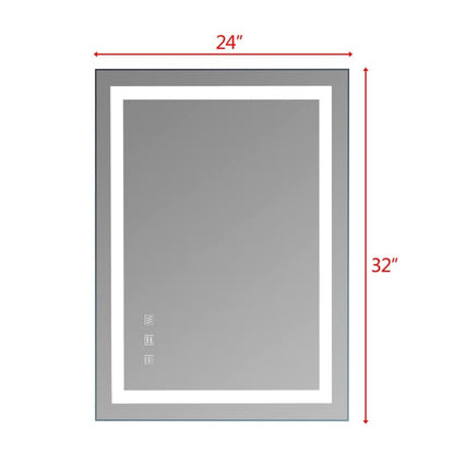Miroir de salle de bain tactile LED tricolore à intensité variable