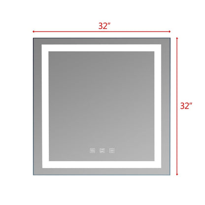 Miroir de salle de bain tactile LED tricolore à intensité variable