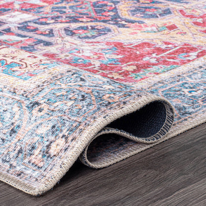 Tapis multi-usages traditionnel vintage vieilli, lavable en machine
