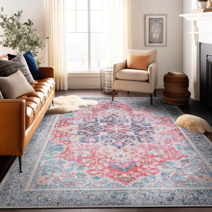 Tapis multi-usages traditionnel vintage vieilli, lavable en machine