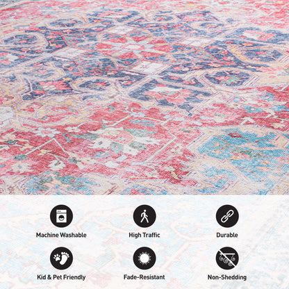 Tapis multi-usages traditionnel vintage vieilli, lavable en machine