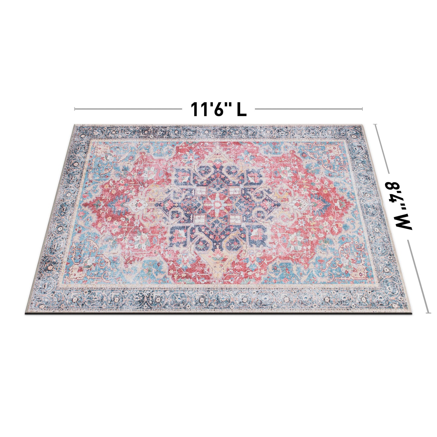 Tapis multi-usages traditionnel vintage vieilli, lavable en machine