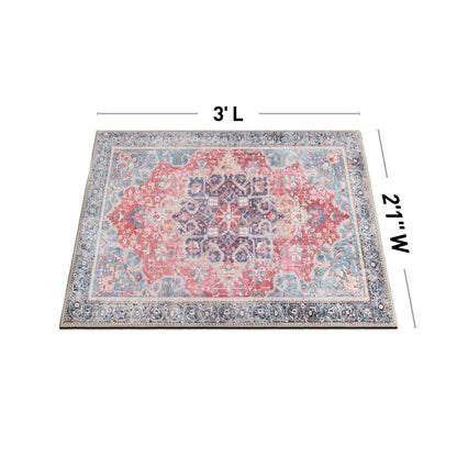 Tapis multi-usages traditionnel vintage vieilli, lavable en machine