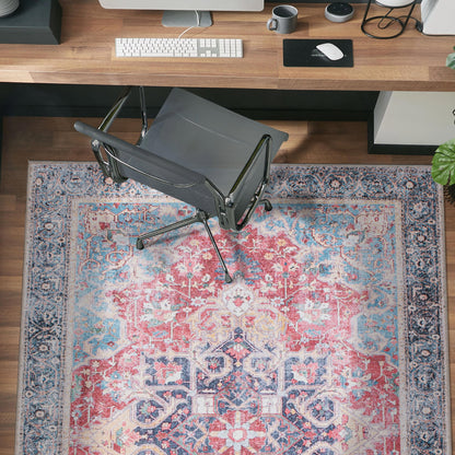 Tapis multi-usages traditionnel vintage vieilli, lavable en machine