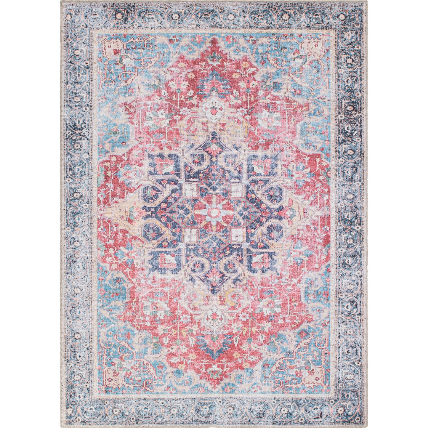Tapis multi-usages traditionnel vintage vieilli, lavable en machine