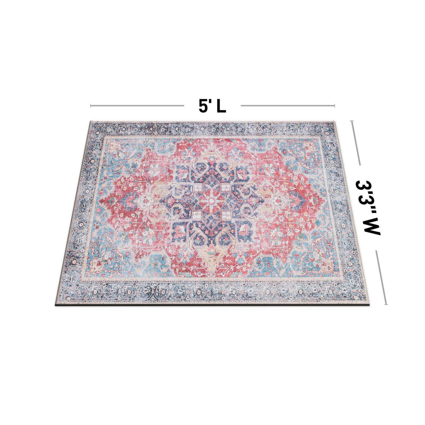 Tapis multi-usages traditionnel vintage vieilli, lavable en machine