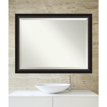 Miroir mural biseauté pour salle de bain - Cadre Trio en bronze huilé - Bronze huilé