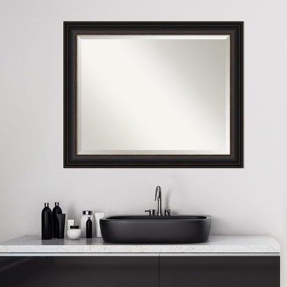 Miroir mural biseauté pour salle de bain - Cadre Trio en bronze huilé - Bronze huilé