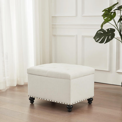 Banc ottoman de rangement capitonné, repose-pieds rectangulaire