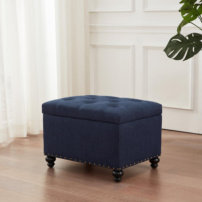 Banc ottoman de rangement capitonné, repose-pieds rectangulaire