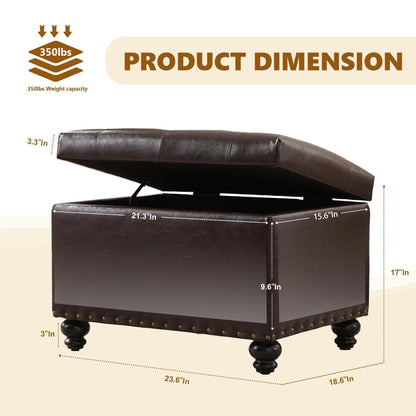 Banc ottoman de rangement capitonné, repose-pieds rectangulaire