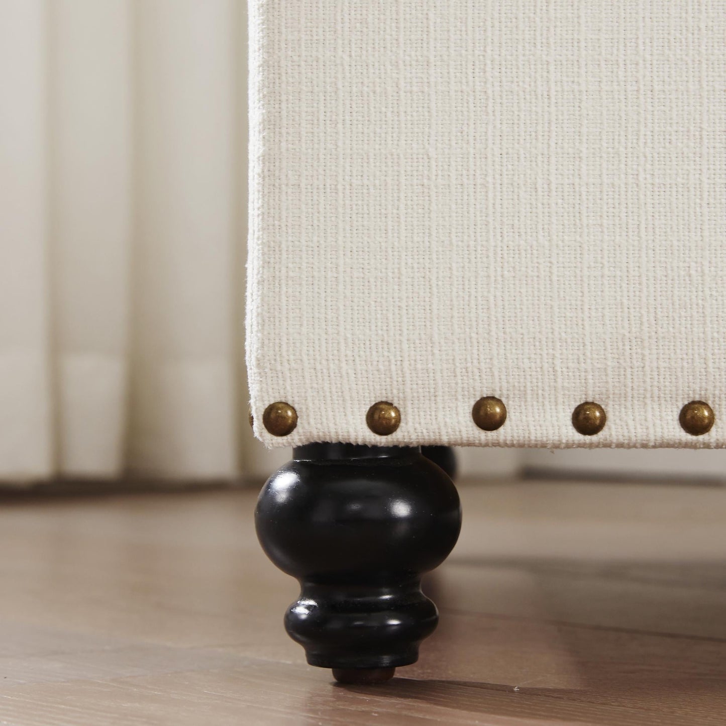 Banc ottoman de rangement capitonné, repose-pieds rectangulaire