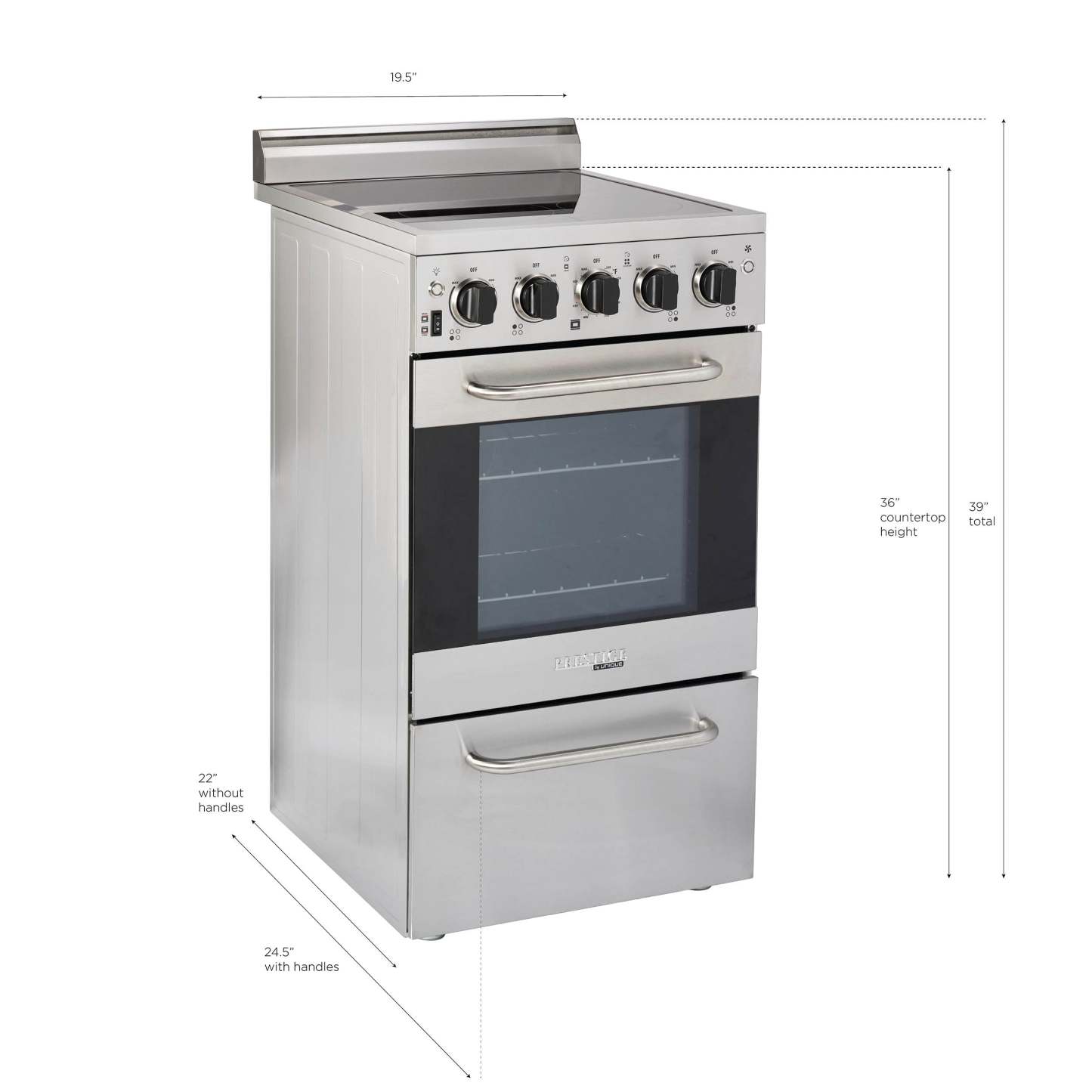 Prestige par Unique Cuisinière électrique de 20 po à convection - UGP-20V EC S/S | Cuisinière électrique Prestige par Unique de 20 po à convection - UGP-20V EC S/S | U20VECSS