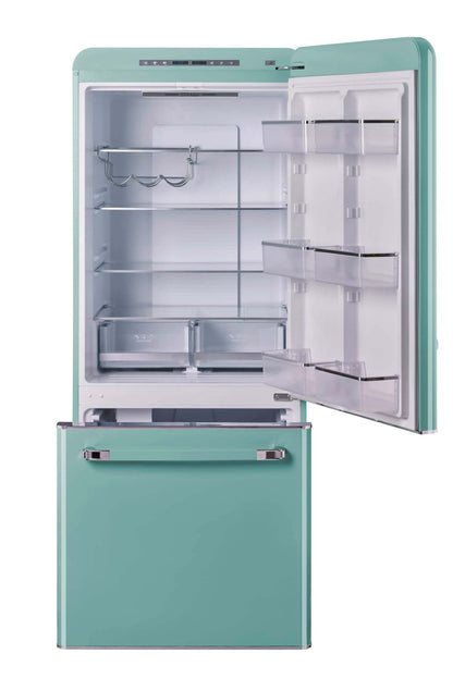 Classic Rétro par Unique 18 pi³ Réfrigérateur à congélateur sans givre en bas - UGP-510L T AC | Classic Retro by Unique Frost-Free Bottom Freezer Refrigerator 18 cu.ft. - UGP-510L T AC | U510LTAC