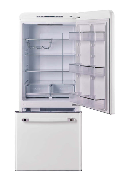 Classic Rétro par Unique 18 pi³ Réfrigérateur à congélateur sans givre en bas - UGP-510L W AC | Classic Retro by Unique Frost-Free Bottom Freezer Refrigerator 18 cu.ft. - UGP-510L W AC | U510LWAC