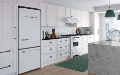 Classic Rétro par Unique 18 pi³ Réfrigérateur à congélateur sans givre en bas - UGP-510L W AC | Classic Retro by Unique Frost-Free Bottom Freezer Refrigerator 18 cu.ft. - UGP-510L W AC | U510LWAC