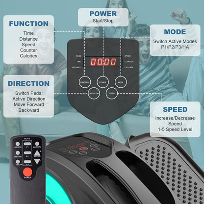 Appareil elliptique de bureau, vélo elliptique avec télécommande, pédalier assis pour seniors, adultes et adolescents