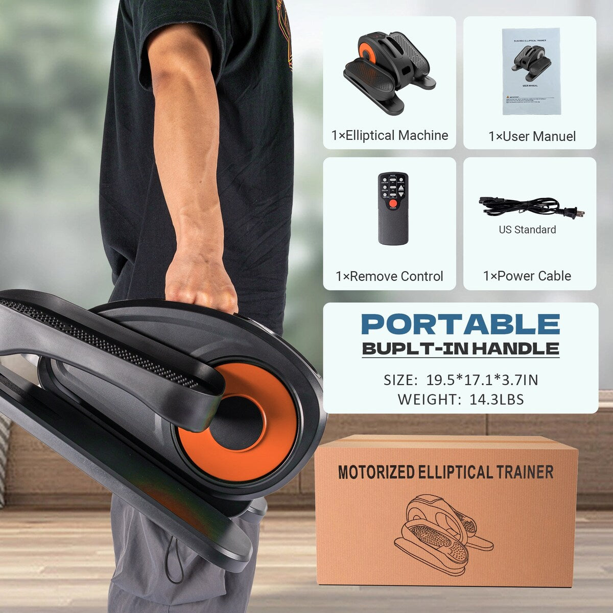 Appareil elliptique de bureau, vélo elliptique avec télécommande, pédalier assis pour seniors, adultes et adolescents