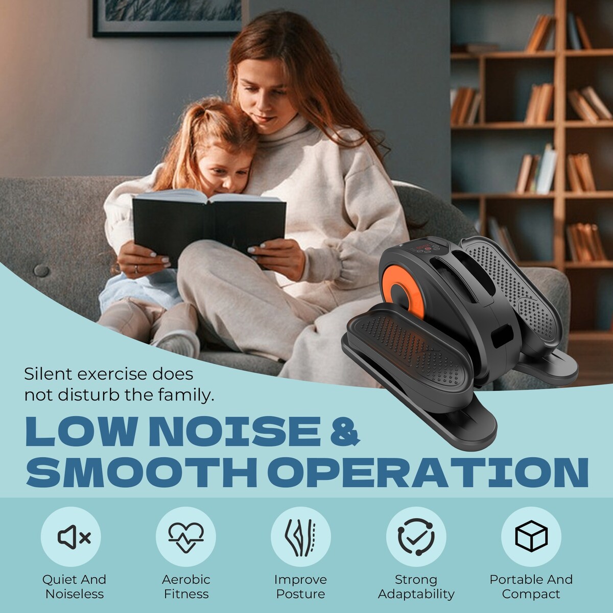 Appareil elliptique de bureau, vélo elliptique avec télécommande, pédalier assis pour seniors, adultes et adolescents