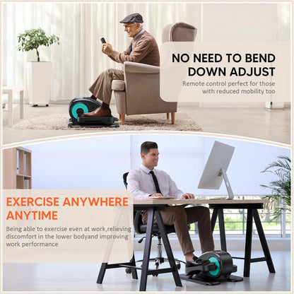 Appareil elliptique de bureau, vélo elliptique avec télécommande, pédalier assis pour seniors, adultes et adolescents