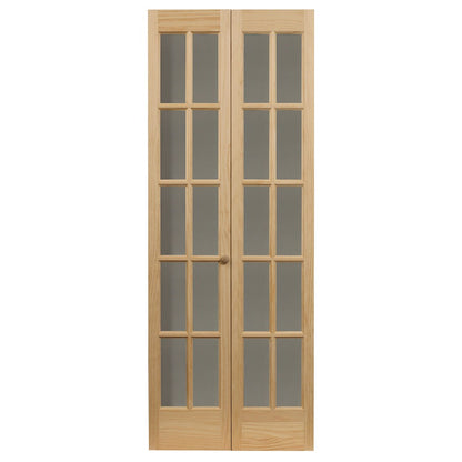 Porte pliante traditionnelle AWC en pin brut à vitrage divisé de 76 cm (30 pouces)
