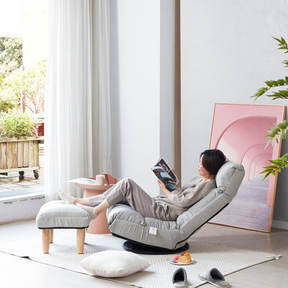 Ensemble de fauteuil inclinable rembourré sans accoudoirs avec pouf et appui-tête réglable
