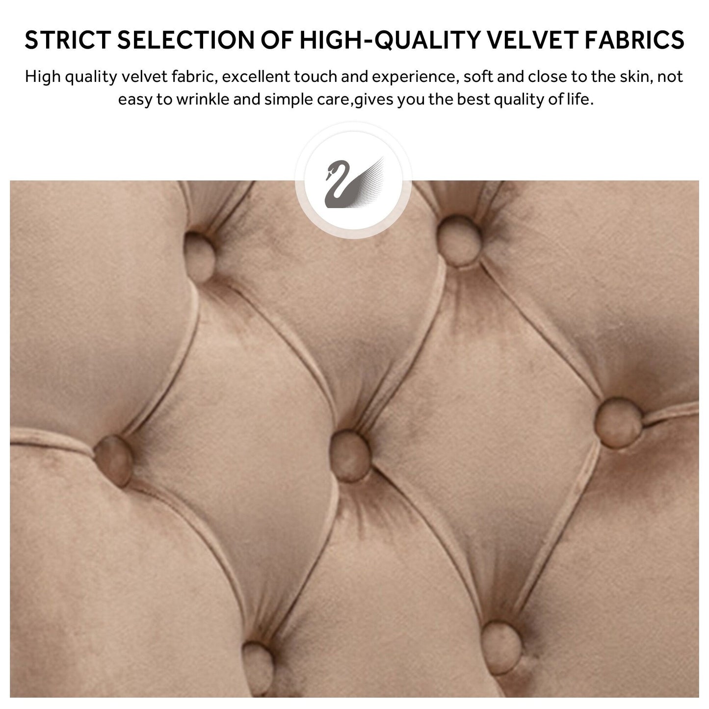 Chaise de salle à manger capitonnée en velours avec pieds en bois massif, lot de 6