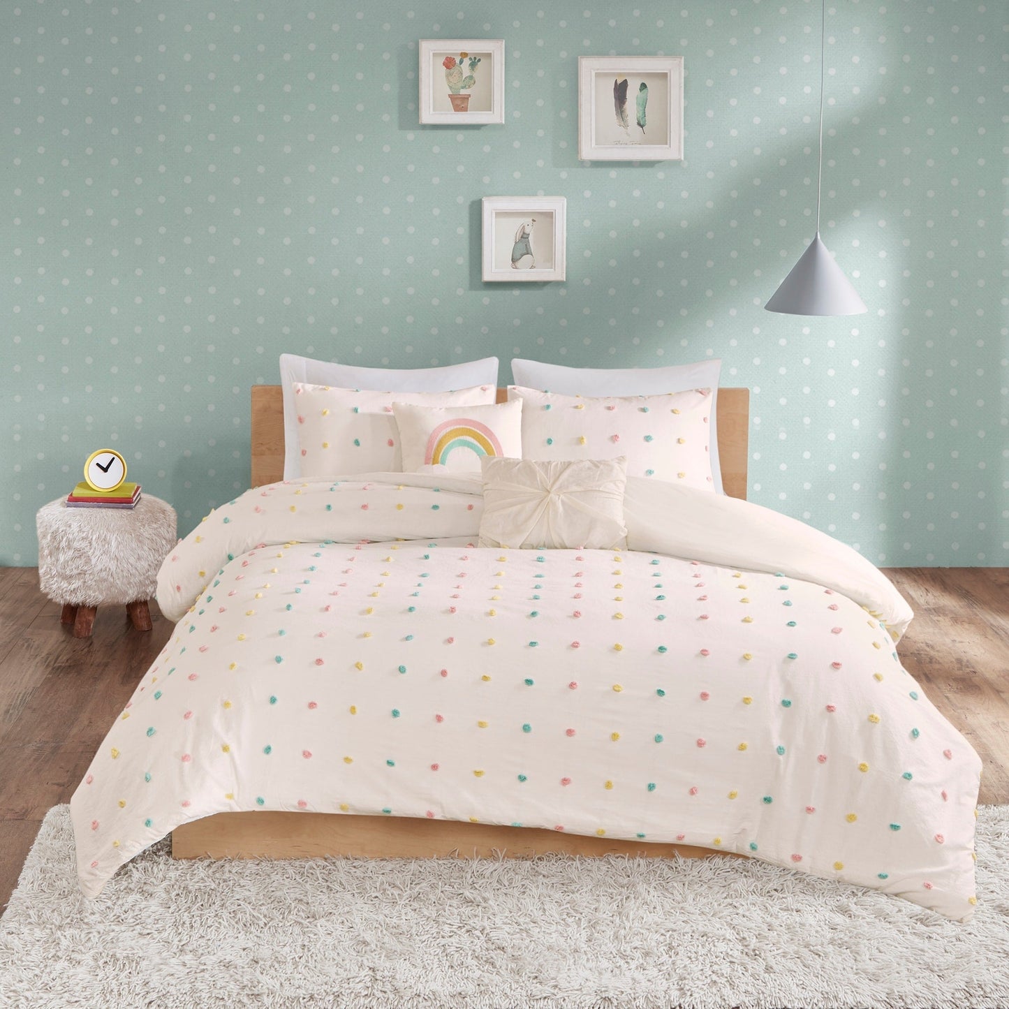 Ensemble de couette à pompons Ensley en coton jacquard par Intelligent Design Kids