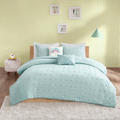 Ensemble de couette à pompons Ensley en coton jacquard par Intelligent Design Kids