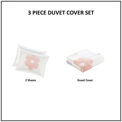 Parure de lit réversible en chenille tuftée à motif floral Madeline Kids d'Intelligent Design Kids