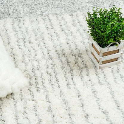 Carpette à poil long Paris crème à motif de cercles - 6 pi 7 po x 9 pi 6 po