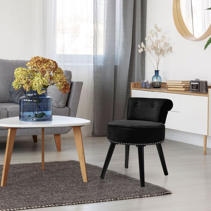 Tabouret de coiffeuse VEIKOUS avec dossier bas et pieds en bois - 17,3 x 15,7 x 25,1