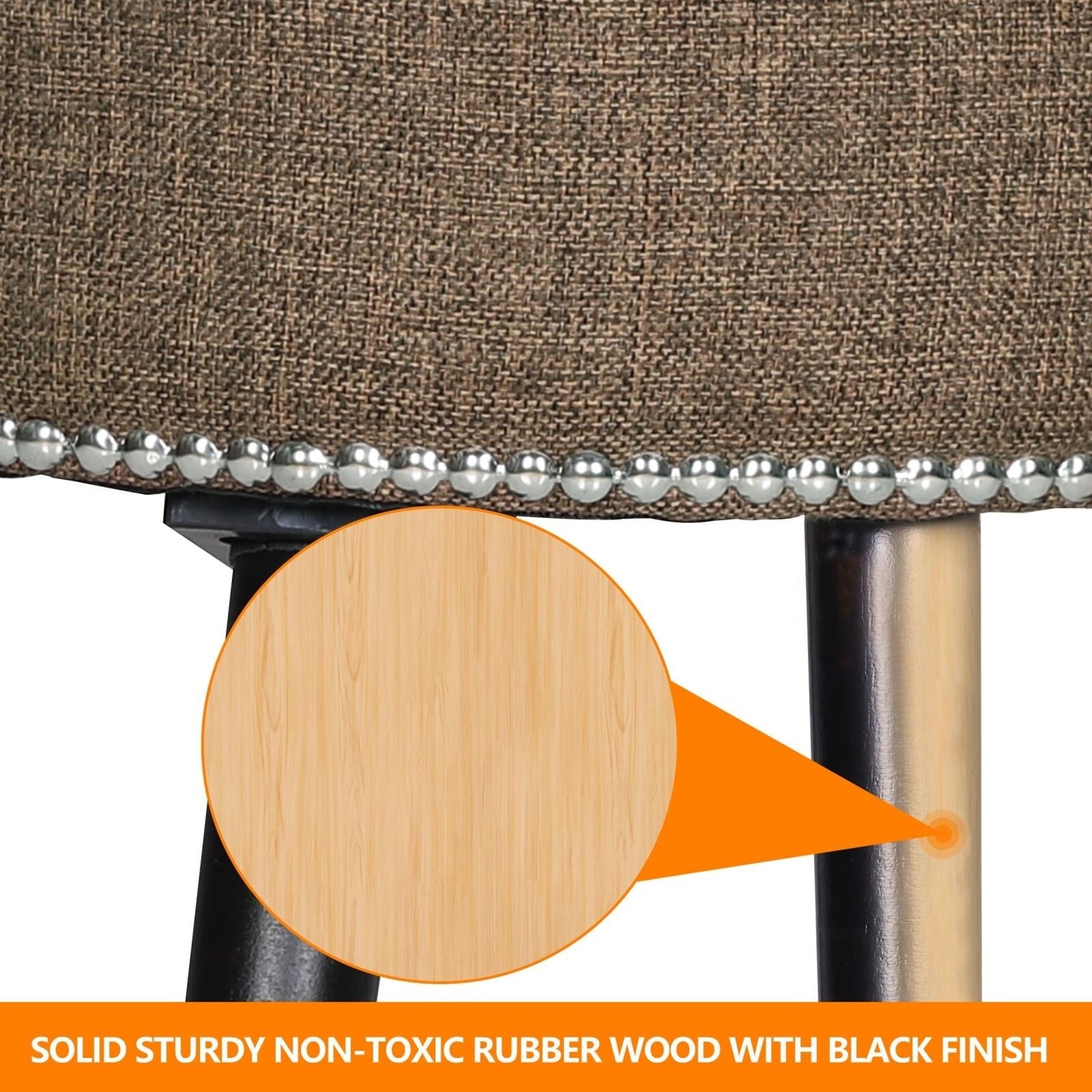 Tabouret de coiffeuse VEIKOUS avec dossier bas et pieds en bois - 17,3 x 15,7 x 25,1