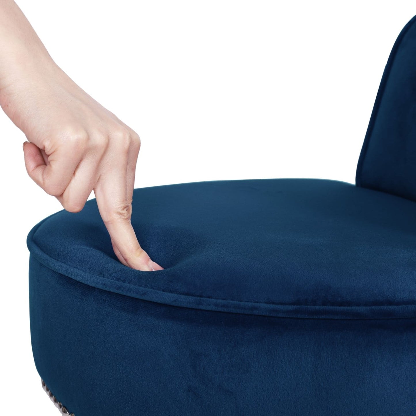 Tabouret de coiffeuse VEIKOUS avec dossier bas et pieds en bois - 17,3 x 15,7 x 25,1