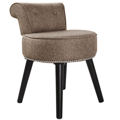 Tabouret de coiffeuse VEIKOUS avec dossier bas et pieds en bois - 17,3 x 15,7 x 25,1