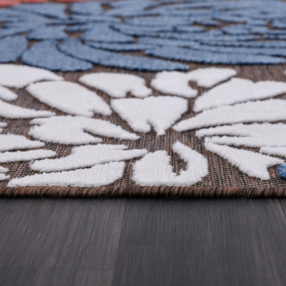 VILLADECOR Tapis d'intérieur/extérieur à motif floral, poils courts ou longs, pour terrasse