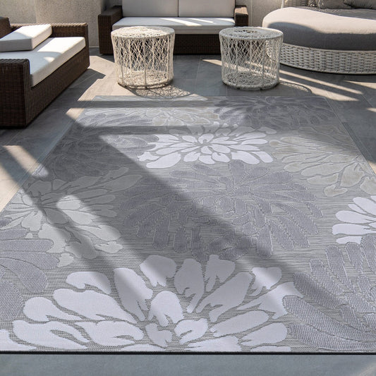 VILLADECOR Tapis d'intérieur/extérieur à motif floral, poils courts ou longs, pour terrasse