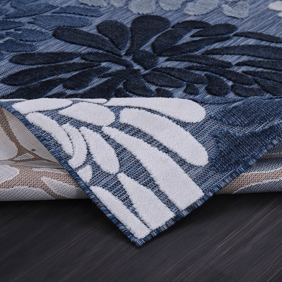 VILLADECOR Tapis d'intérieur/extérieur à motif floral, poils courts ou longs, pour terrasse