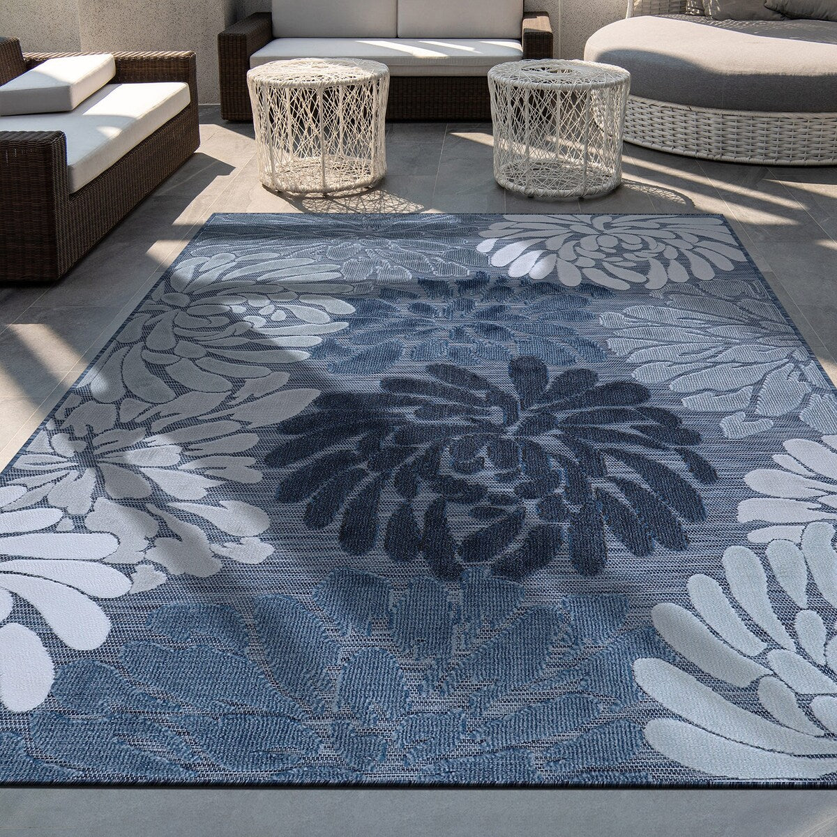 VILLADECOR Tapis d'intérieur/extérieur à motif floral, poils courts ou longs, pour terrasse